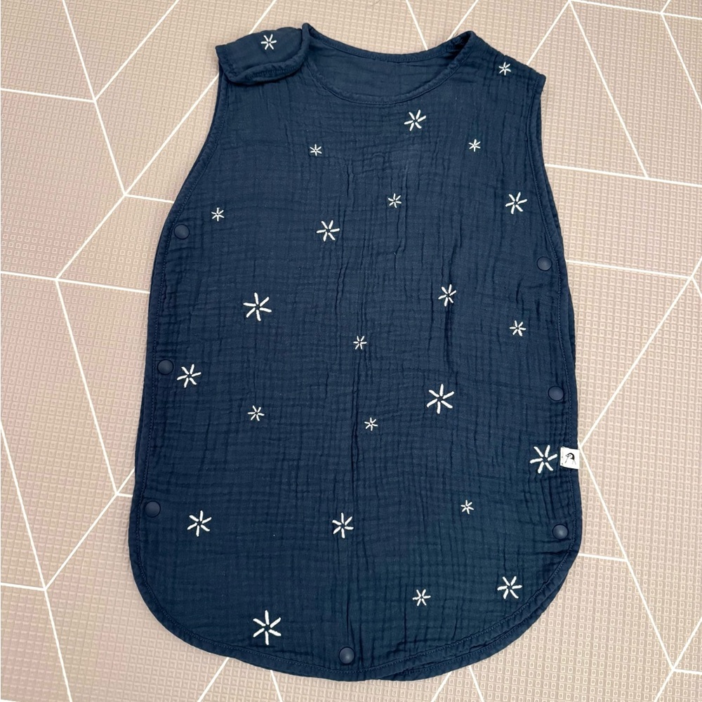 Konny Baby Sleeveless Baby Sleep Sack, Navy with White Star Embroidery (1-3y)